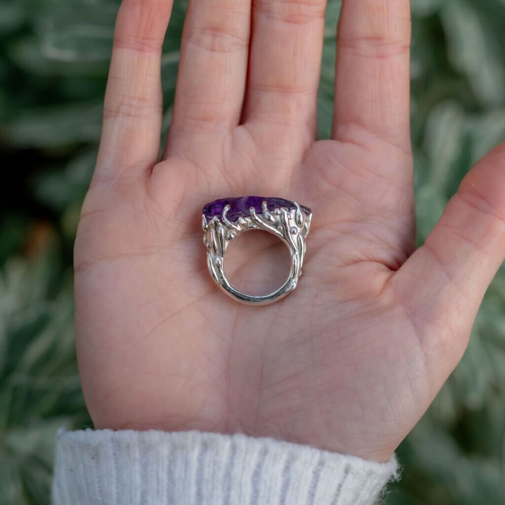 Amethyst Dewdrop Ring