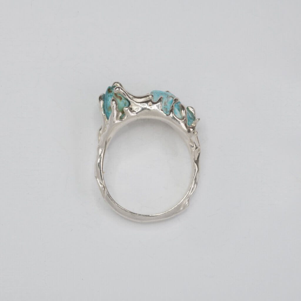 Double Turquoise Dewdrop Ring